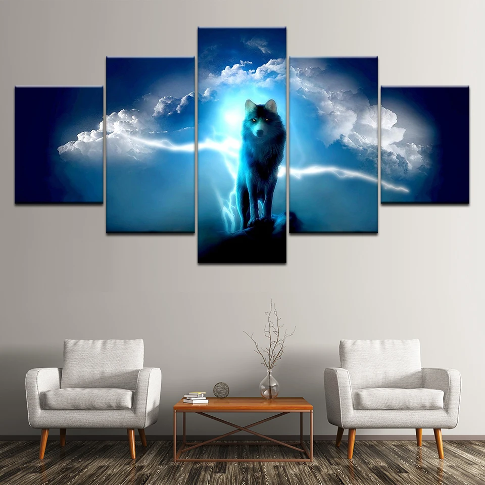Картины на холсте фотографии Home Decor HD печатает рамки 5 шт. ночь полнолуния