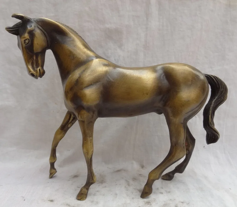 

Free Shipping 11" Chinese Bronze Carved Animal Steed Year Zodiac Tang Running Horse Statue 28cm