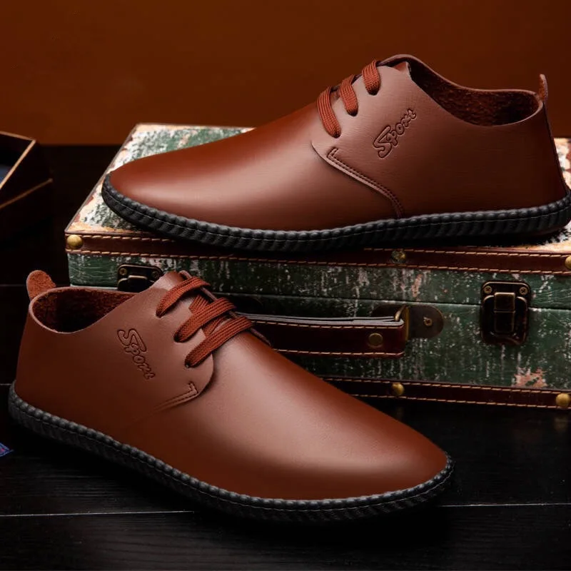 

YeddaMavis Men Shoes Lace Up Leather Shoes 2019 Autumn Soft Breathable Men Loafers England Driving Shoes Man Zapatos De Hombre