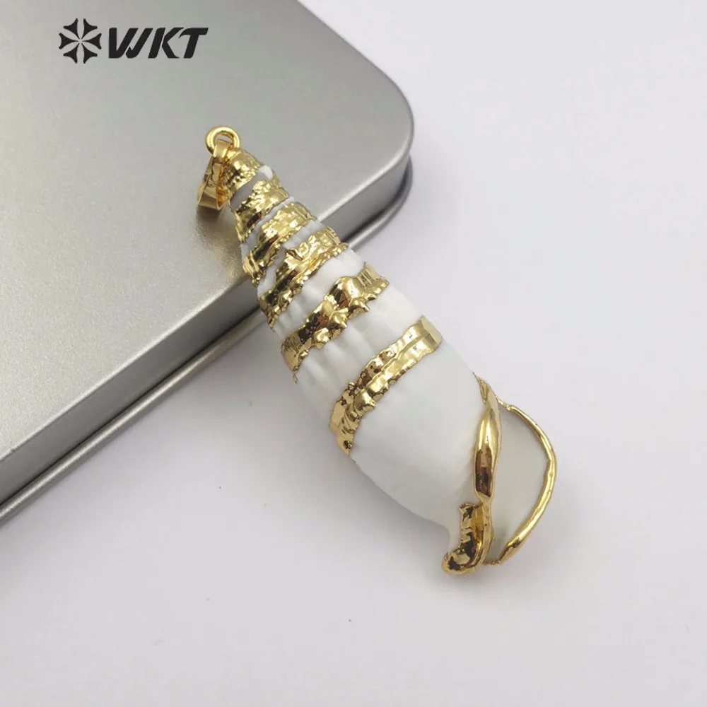 WT-JP087 оптовая продажа кулон в виде раковины натуральный белый с золотой подвеской