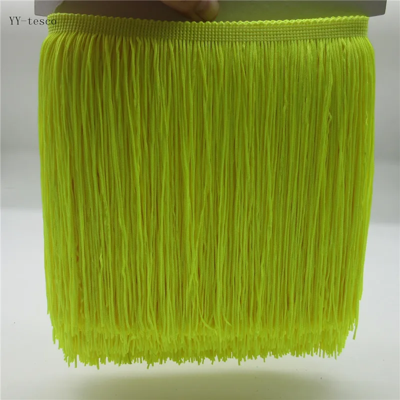 Fluorescent yellow YY-tesco 10 метров 20 см широкая кружевная бахрома отделка кисточка бахрома отделка для латинских платьев сценическая одежда аксессуары кружевная лента кисточка - Цвет: Fluorescent yellow
