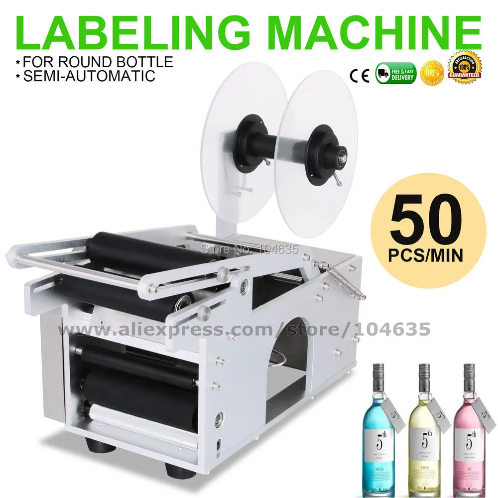 

MT-50 Semi-Automatic Round Bottle Labeling Machine Labeler Scrolling Portable
