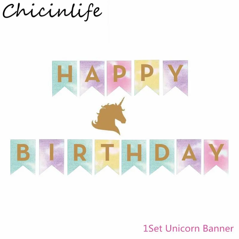 Chicinlife Unicorn Party Disposable Tableware Paper Cups Plates Napkins Tablecloth Banner Baby Shower Birthday Supplies | Дом и сад