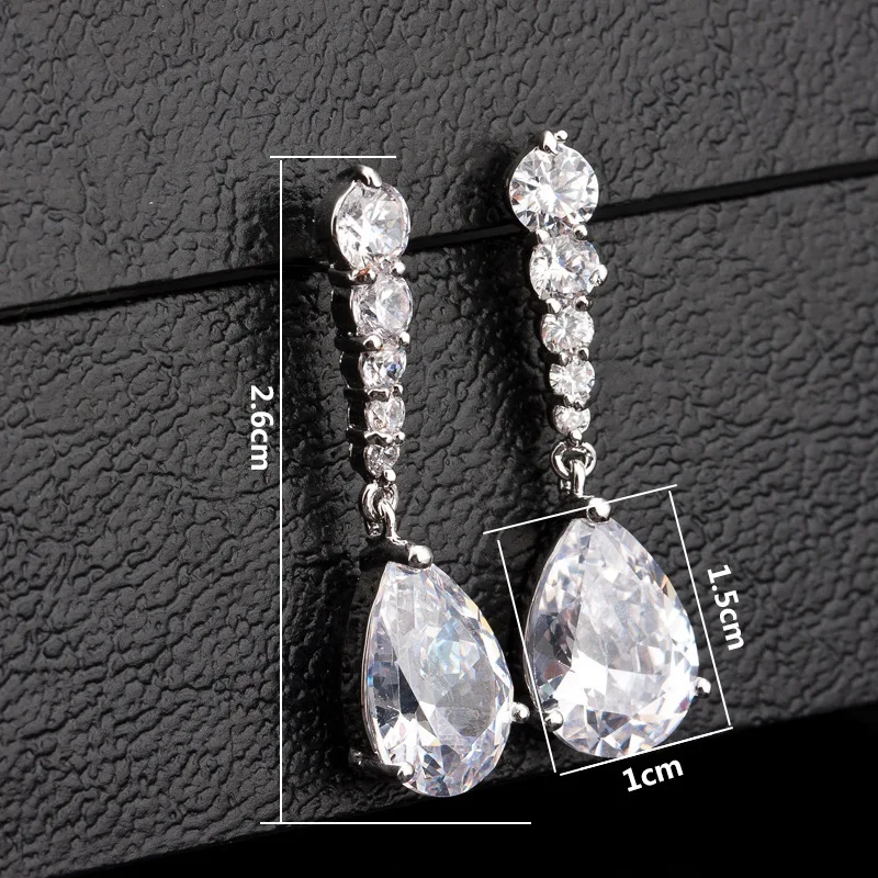 

Bilincolor red cubic zirconia teardrop earring for women