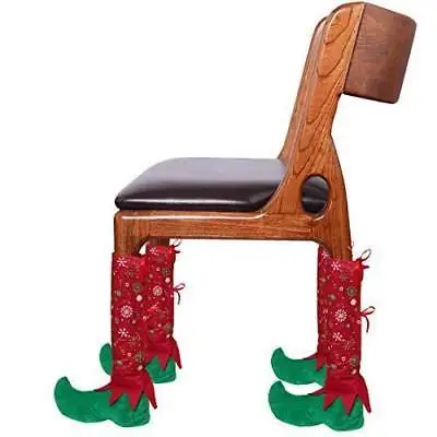 Set Of 1 Elf Hat Christmas Theme Chair Back Covers And Table Leg Xmas | Дом и сад