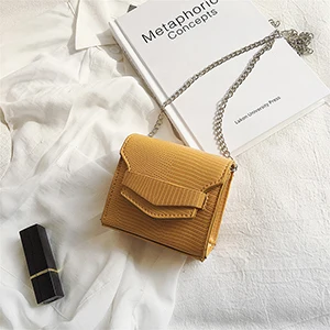 FEMALEE INS, хит, ПУ кожа, Аллигатор, мини клатч, женские милые маленькие сумки через плечо, Квадратный Круг, женские цепочки, модные вечерние сумки на плечо - Цвет: Yellow Square