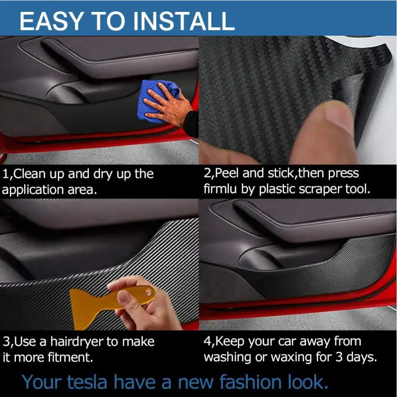 Анти Удар 3D защита для двери автомобиля стикер пыленепроницаемый углеродного