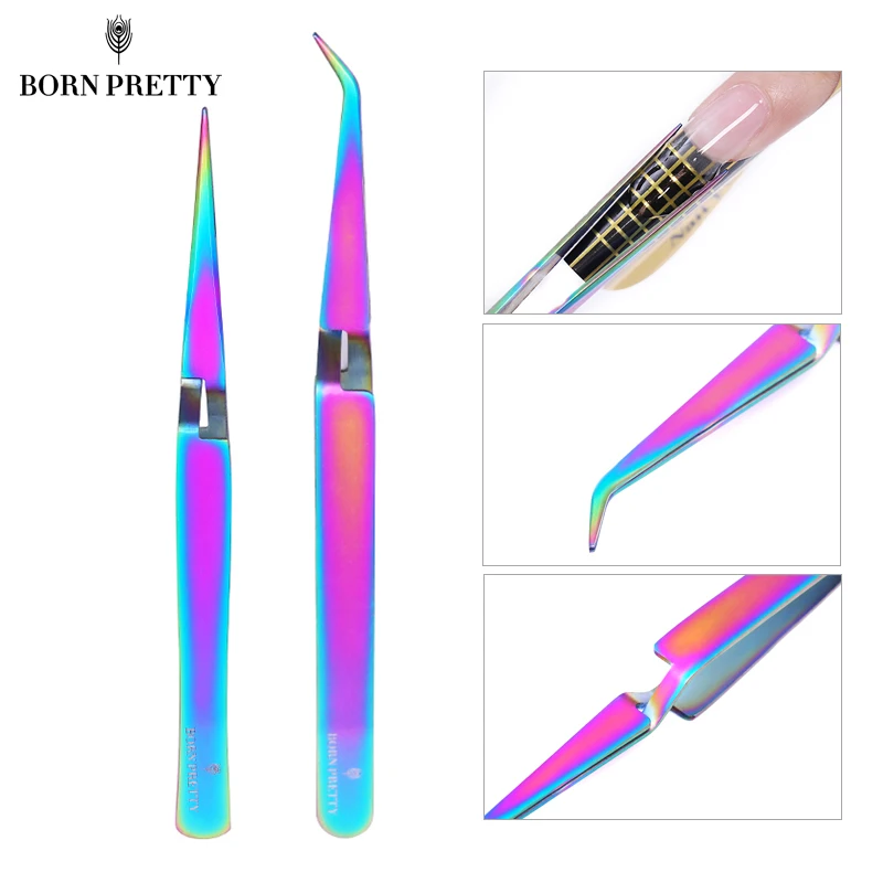 BORN PRETTY пинцет с перекрестным замком красочный прямой локоть нержавеющая сталь