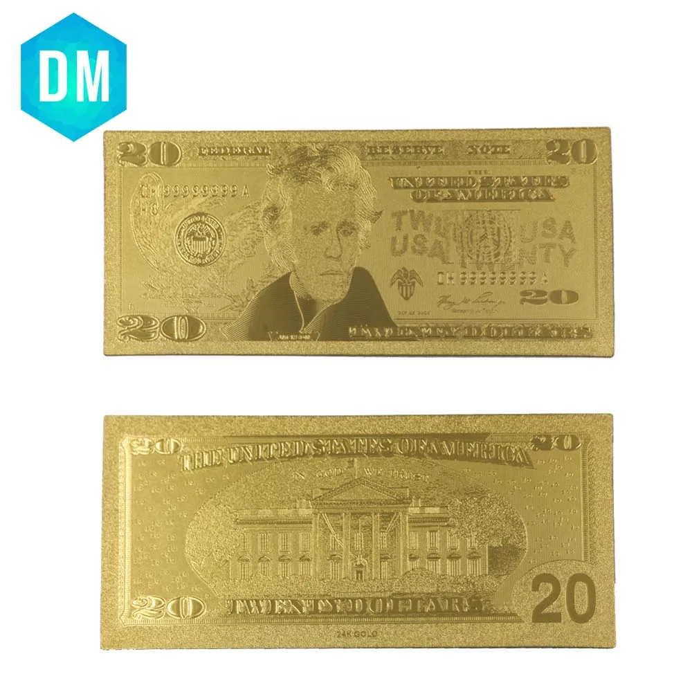 

America Gold Banknote 20 Dollars Banknote US Gold Foil Bank Notes Currency Paper Money Collections Art Gift