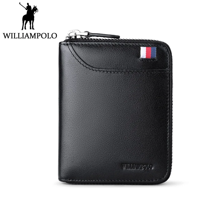 WilliamPOLO молнию сумки небольшой кошелек Для мужчин кожаный мини короткие карты