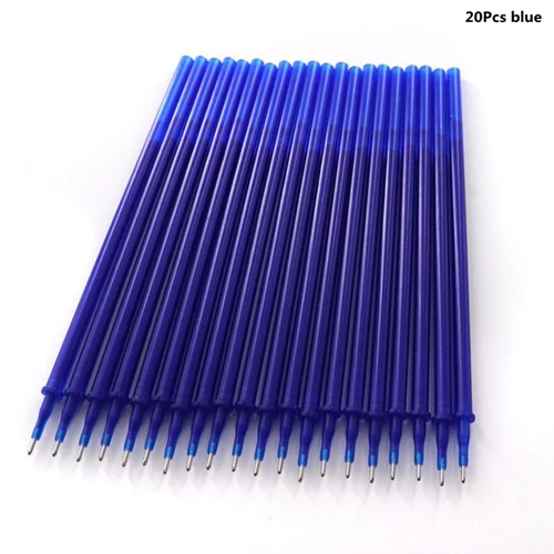 20pcs blue 10/12/20 шт./лот Цвет стержень со стираемыми чернилами Шариковая ручка комплект 0,5 мм orange чернил стираемая моющаяся Складная удочка для школьные канцелярские принадлежности - Цвет: 20pcs blue