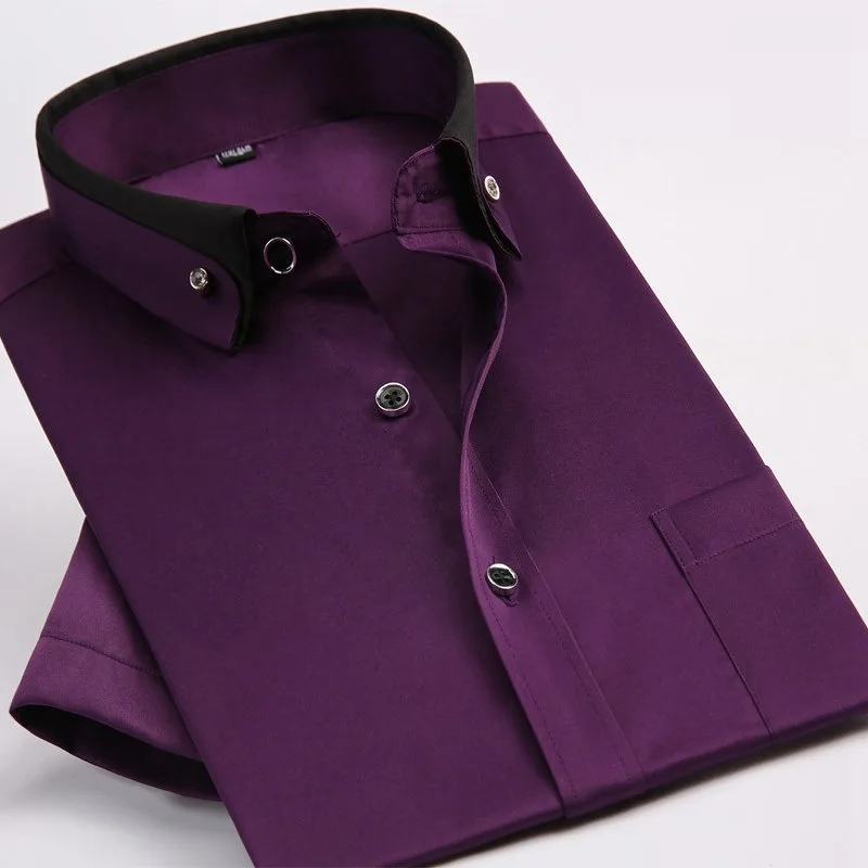 

Plus Size Shirts For Men 5XL 6XL 7XL 8XL 9XL Short Sleeve Shirt Patchwork Formal Business Summer Mans Office Wedding Dress Shirt