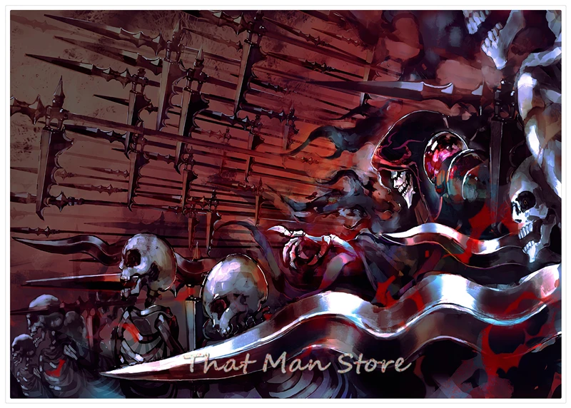 Overlord Ainz Ooal ужас мультфильм постеры стикер на стену хорошее качество глянцевый