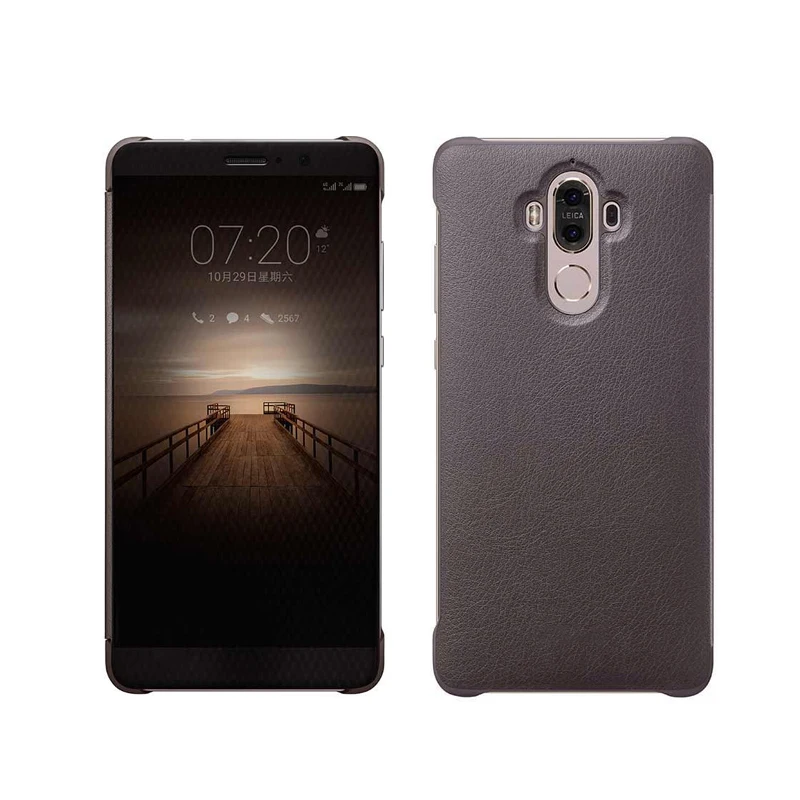 Чехол для huawei mate 9, официальный флип-чехол из искусственной кожи, чехол для huawei mate 9, чехол для mate 9, чехол для смартфона MT9, чехол для телефона с окошком для просмотра - Цвет: Коричневый
