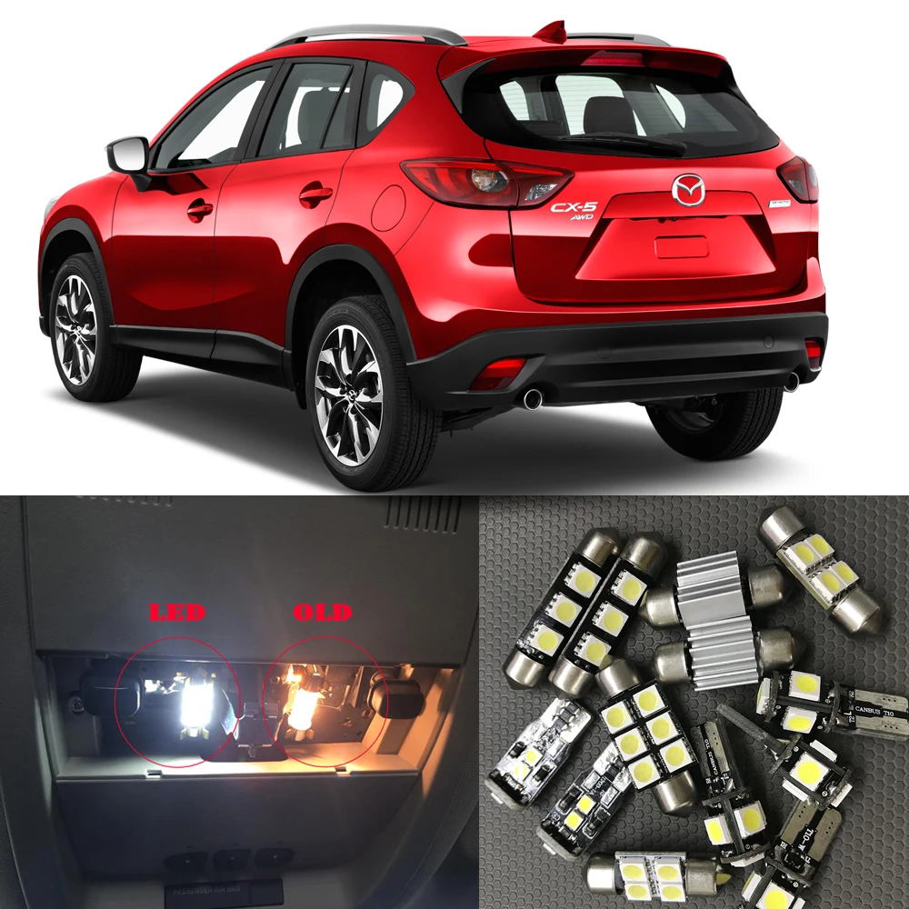 10 шт. авто светодиодный лампы для 2013 Mazda CX-5 CX5 Белый светодиодный Подсветка салона Аксессуары для запасных частей посылка комплект