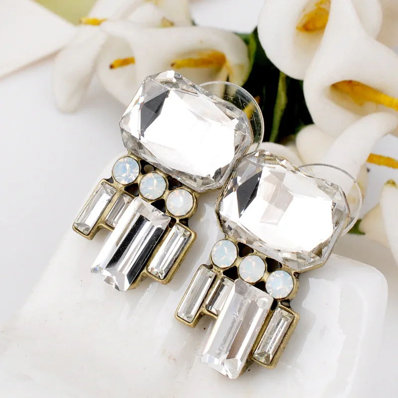 Мода Имитация Кристалл пирсинг Серьги Золотой Для женщин новинка 2016 года партии