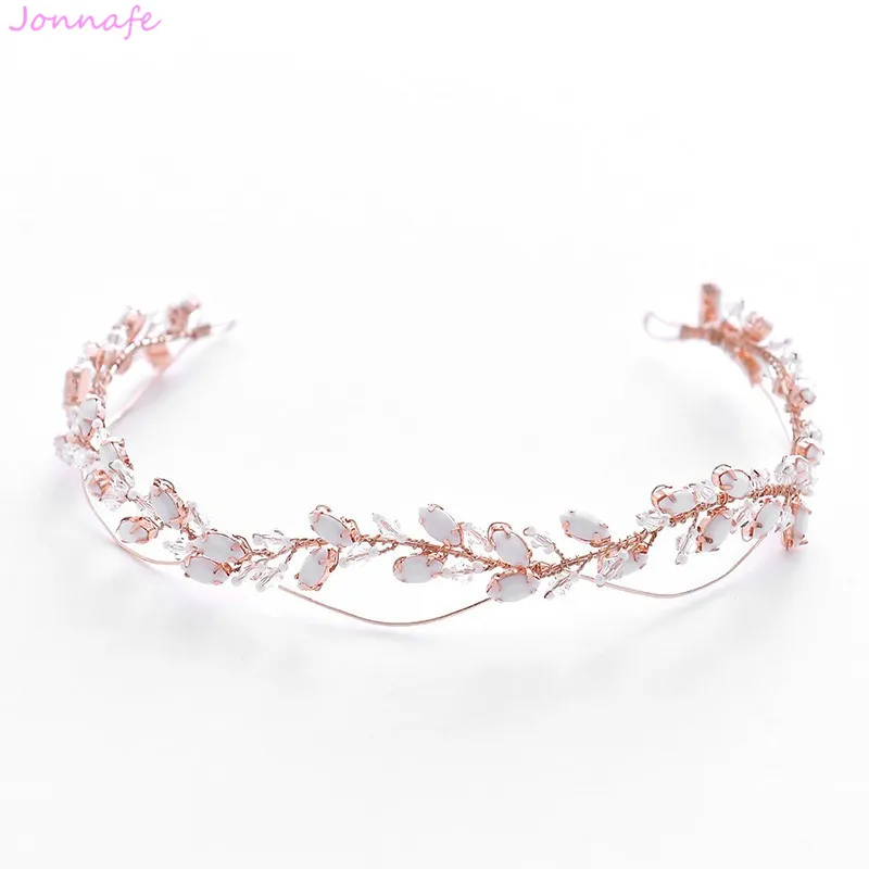 Jonnafe 2019 розовое золото хрустальный свадебный головной убор тиара ручной работы