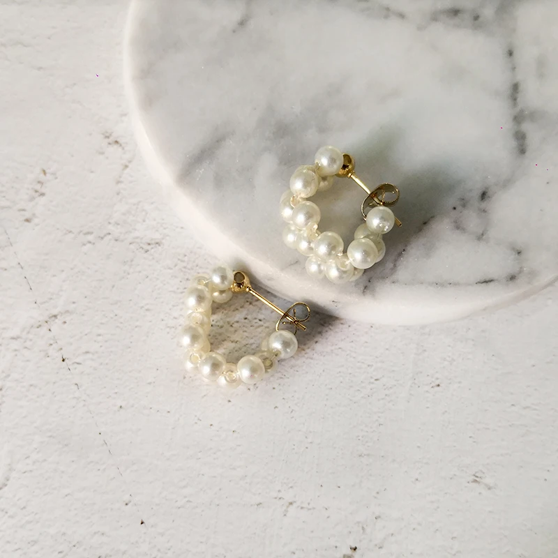 Женские серьги кольца Peri'sBox ручной работы плетеные изящные украшения с