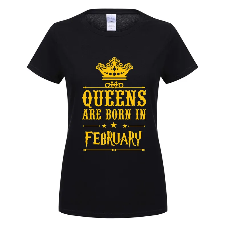 Omnitee Queens рождаются в феврале футболки Женская одежда из хлопка платье с коротким