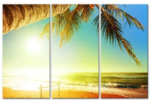 HD печать 3 панели искусство закат море пляж картина домашний Декор стены живопись