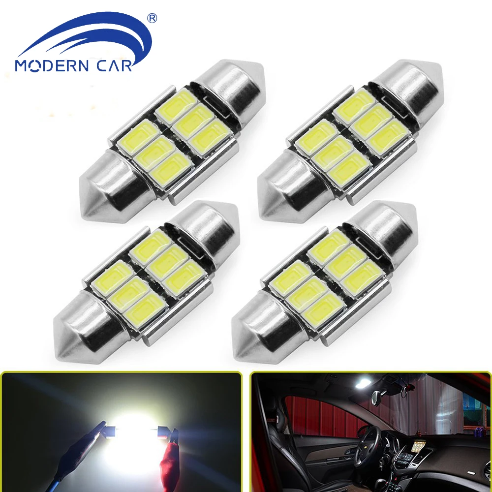 Современный автомобиль 4x C5W C10W C3W 31 мм 6smd светодиодный гирлянда Осветительная