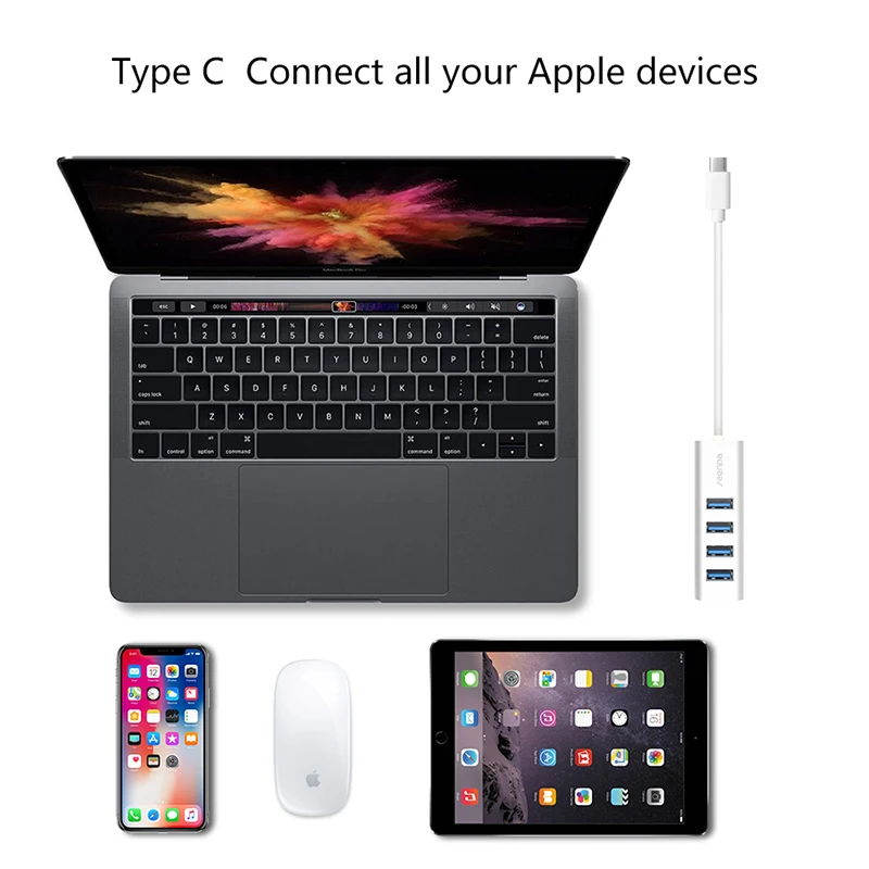 SeenDa 4 порта USB C концентратор 3 0 Type-c разветвитель высокоскоростной адаптер