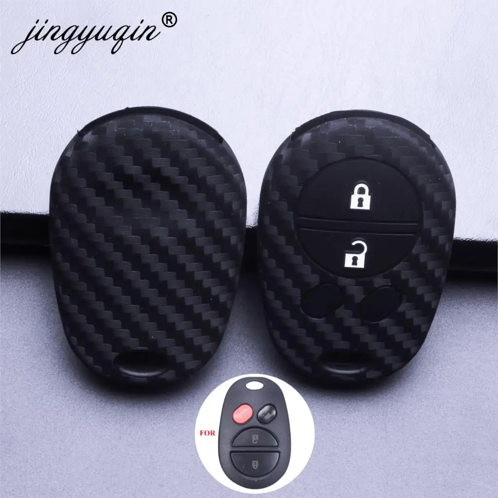 

jingyuqin 2/3/4 Button Silicone Carbon Remote Car Key Cover For Toyota Sequoia Sienna Avalon Solara Highlander Fob Case Housing