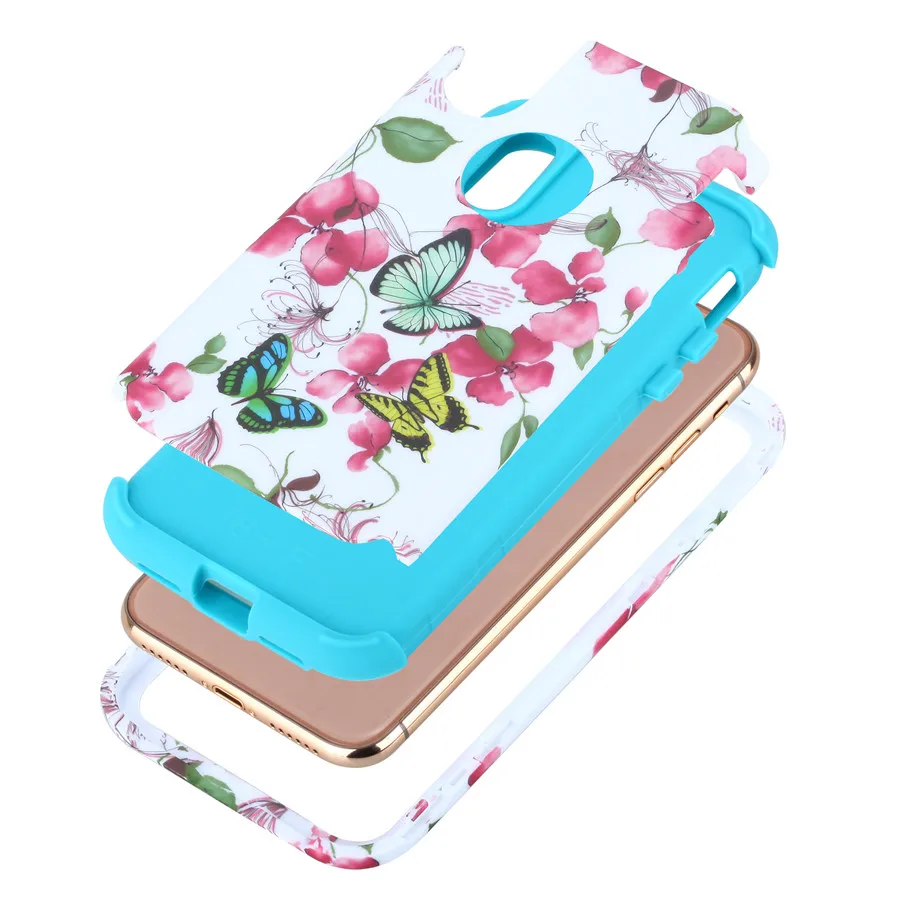 Классический Ретро Бабочка Цветы Силикон + PC телефон задняя крышка чехол для Apple