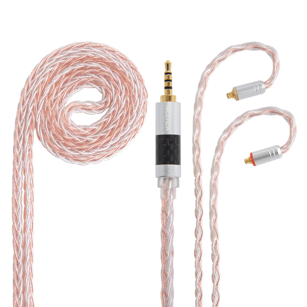 NICEHCK 8 Core Copper Silver Mixed Cable Upgrade TypeC/Type-C/3.5/2.5/4.4mm MMCX/2Pin For TRNV90 ZSX CCAC12 NICEHCK NX7 Pro/DB3