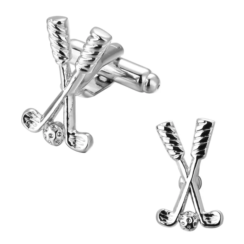 Официальные Серебристые запонки для гольфа мужских костюмов пуговицы