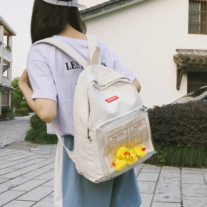 Рюкзак из парусины для студентов средней школы ПВХ Школьный Kawaii повседневный