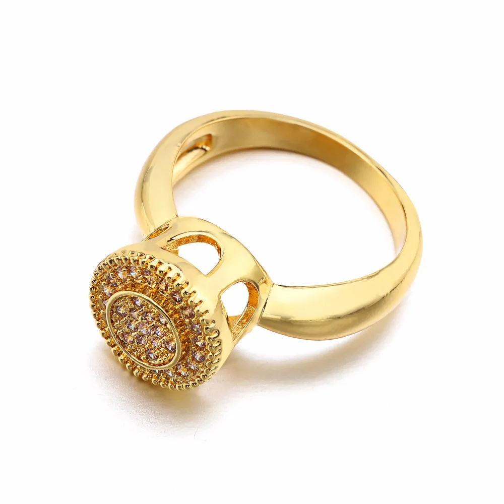 VANAXIN Cake Shape Rose/Gold/Silver Color Round Rings For Women Men Copper Ring With CZ Stones Free Gift Box Fashion Jewelry | Украшения и