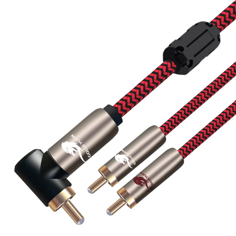 Аудиокабель Audiopphile OFC угловой RCA 2 для усилителя Decorder сабвуфер с шумом L сплиттер Y