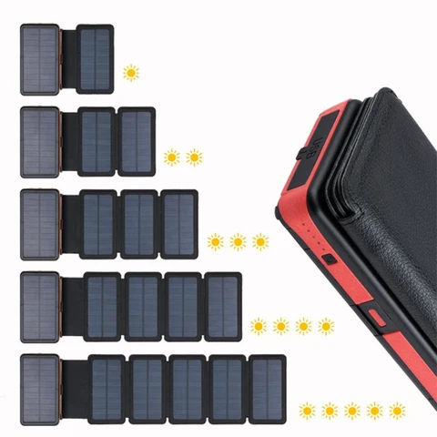 Новый 20000 мАч Солнечное Мощность мобильные аккумуляторы Dual USB внешний Батарея Мощность банк Водонепроницаемый полимерный Батарея Солнечный Зарядное устройство открытый светильник Настенный светильник
