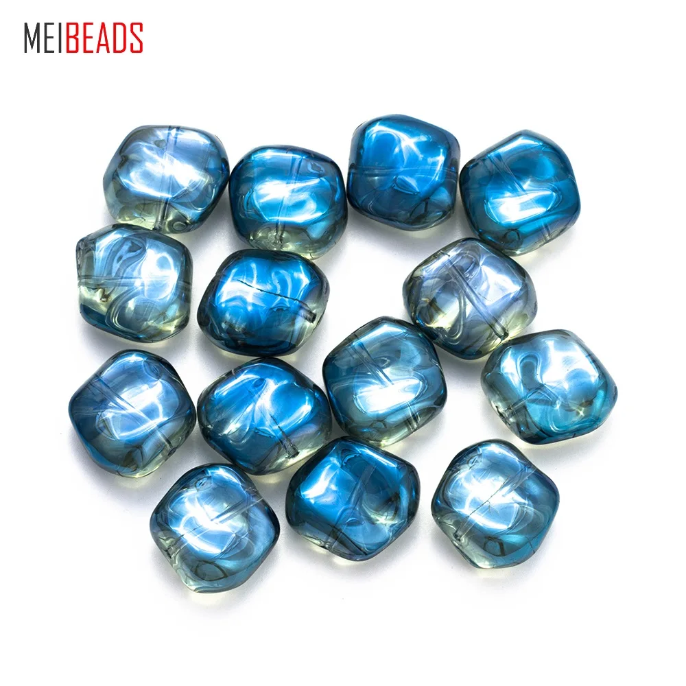 MEIBEADS 10 шт./лот 17*17 мм Красочные Кристаллы неправильной формы Квадратные бусины