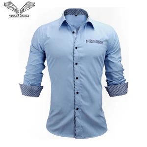 Мужская классическая рубашка VISADA JAUNA, хлопковая рубашка с длинным рукавом, повседневная, большие размеры 2XL, N5031, 2019