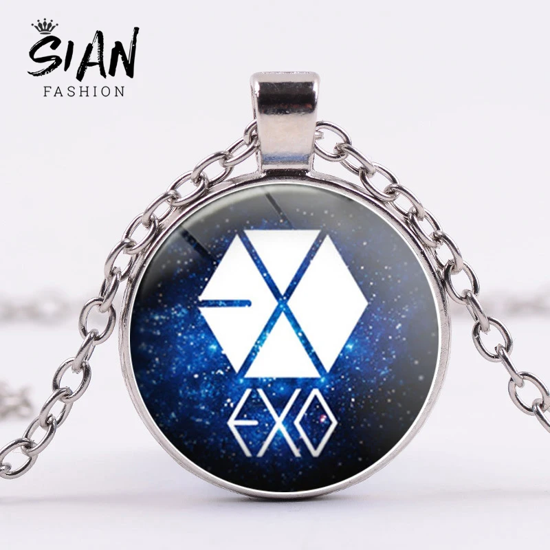 Ожерелье с надписью SIAN Kpop EXO модное ожерелье буквенным 3D эффектом стеклянный