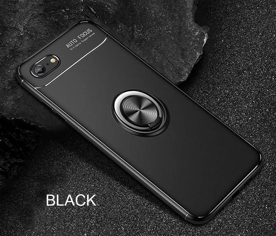 Роскошный мягкий противоударный чехол для iphone 6 6s 7 8 PLus X полное покрытие для iphone 10 7 8 PLus автомобильный держатель магнитное кольцо-кронштейн чехол s - Цвет: Black