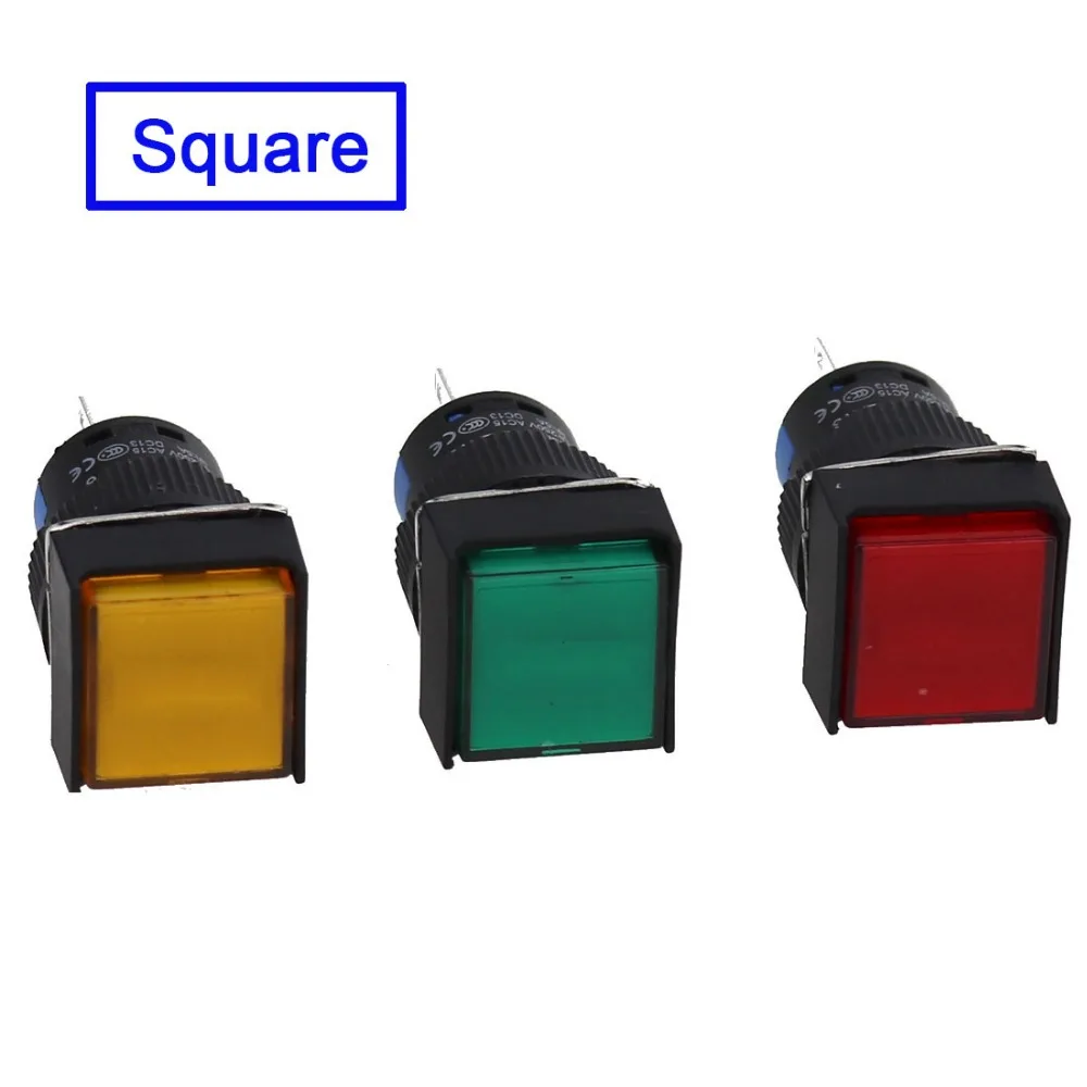 16mm LED Push Button Switch round square Rectangular shape switches momentary Self locking 12V 24V 110V 220V lamp button | Обустройство