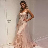 sexy sweetheart tulle long prom dresses 2021 mermaid elegant lace applique robe de soiree special occasion evening gowns
