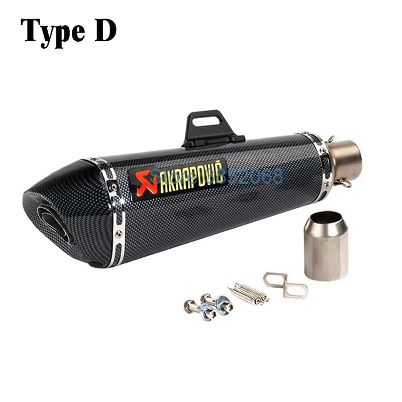 Laser Mark Motorcycle Akrapovic Exhaust Muffler Carbon Fiber Color ID:51mm Universal Motorbike Escape Damper |