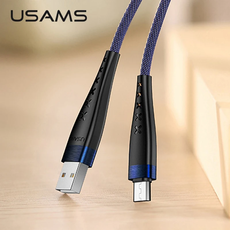 Micro USB кабель USAMS 2A нейлоновый для быстрой зарядки передачи данных Xiaomi LG samsung
