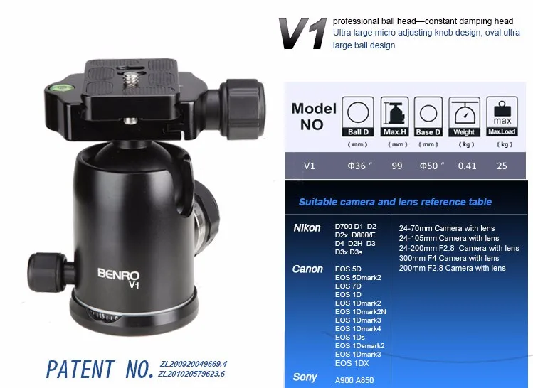 Benro GC169TV1 монопод из углеродного волокна штативы для камеры с V1 шаровой головкой 4 секции Максимальная загрузка 14 кг DHL