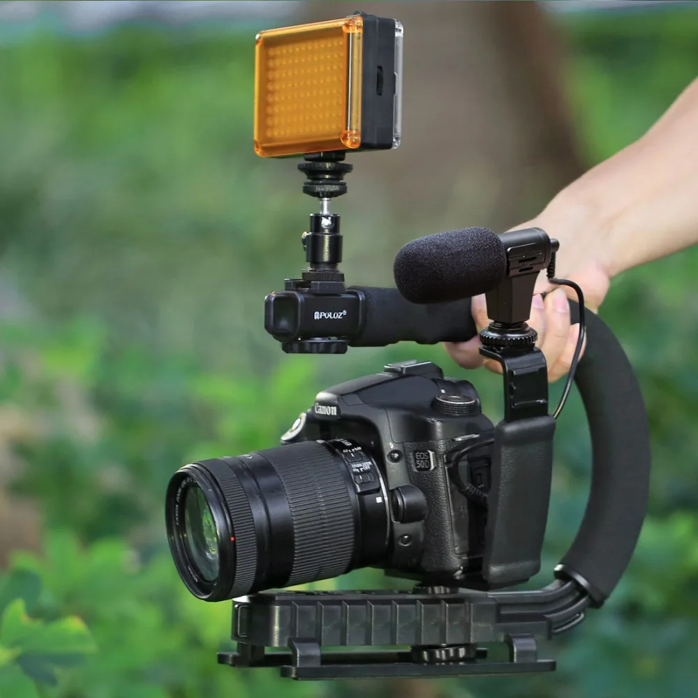 

Handheld C Stabilizer for Canon Nikon Sony DSLR Cameras Handgrip with Optional Kits Microphone LED Flash Light Holder For Phones