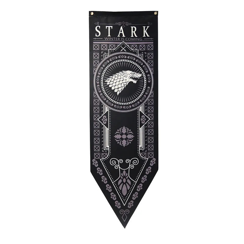 HQStark 46x150 см атласная Игра престолов баннер для дома декоративные флаги Таргариен Старк Ланнистер HQ украшение для бара комнаты флаг получил баннеры - Цвет: HQStark