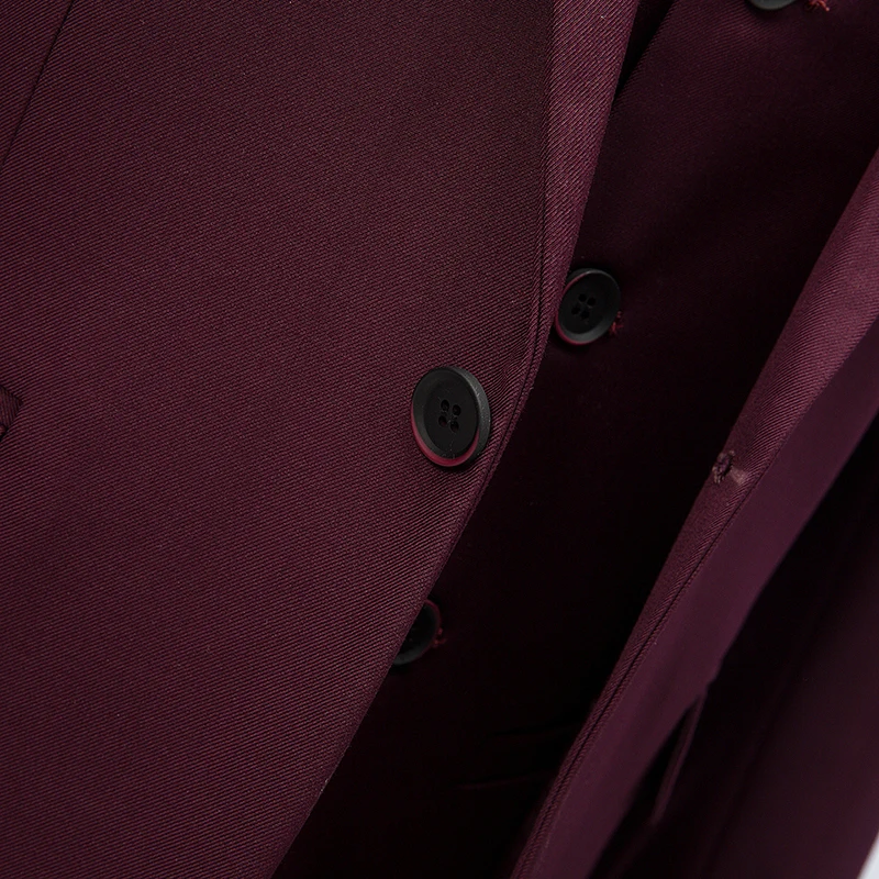 

2019 New Wine Red High Quality Men'S Suit Three-Piece High-End Business Slim Luxury Social Dinner Costume