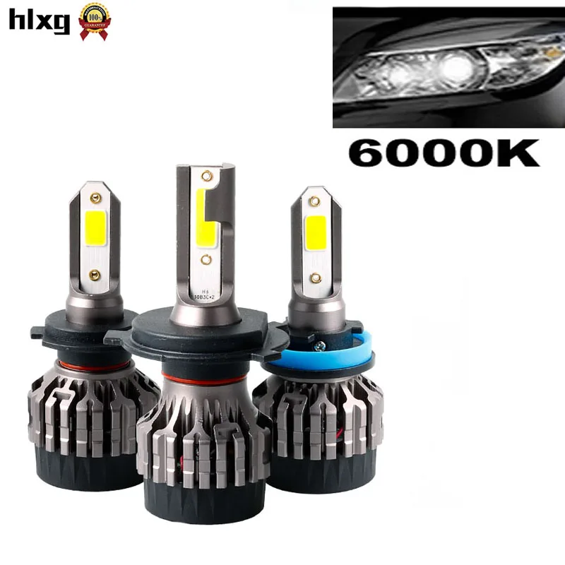 6000 К Холодный Белый HLXG 2 шт. мини H4 Led H1 H7 автомобилей головной светильник 50 Вт 8000LM nebbia H8 H9 H11 9005 HB3 9006 HB4 6000K лампы светильник авто аксессуары - Испускаемый цвет: 6000 К Холодный Белый