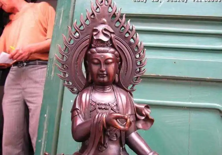 20 &quotКитайский Чистая Бронзовый Кван-Инь Бодхисаттва Статуя Будды Поездка на