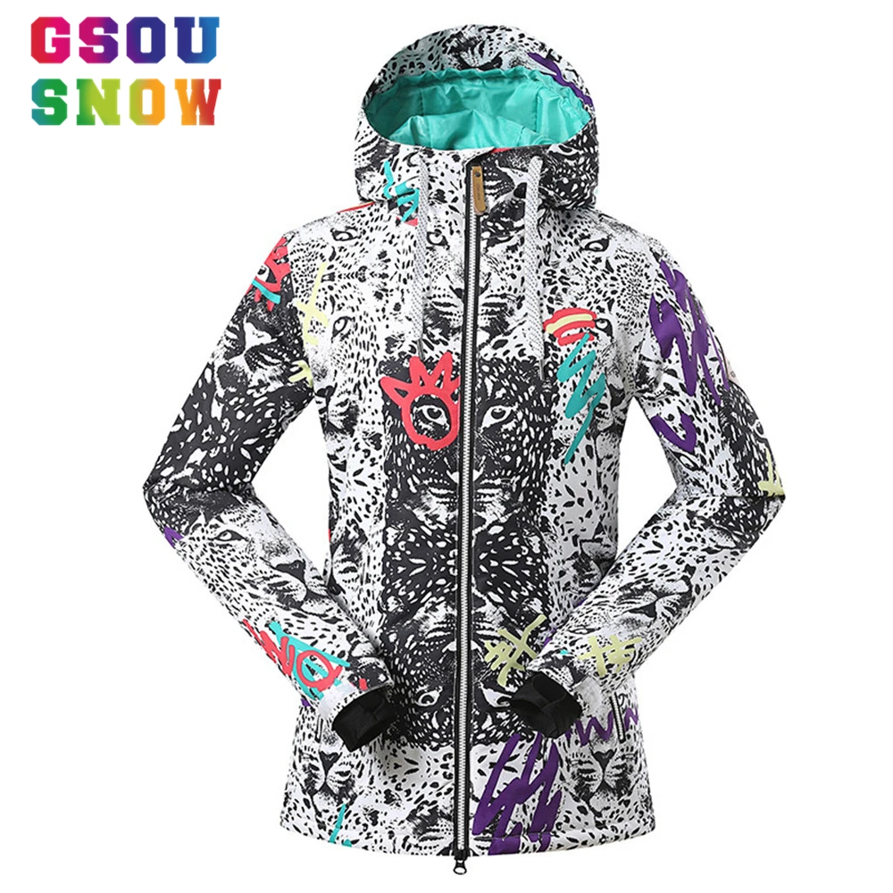 Gsou зимняя Брендовая женская лыжная куртка высокое качество с капюшоном куртки
