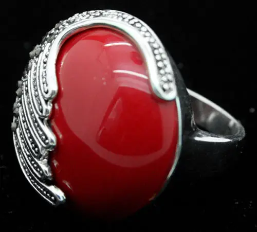 Кольцо Marcasite из серебра 925 пробы с красным кораллом Размер 7/8/9/10 | Украшения и